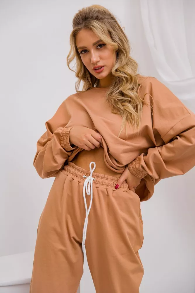 Купить Спорт костюм женский, цвет бежевый, 102R288-1 оптом - Фото №2