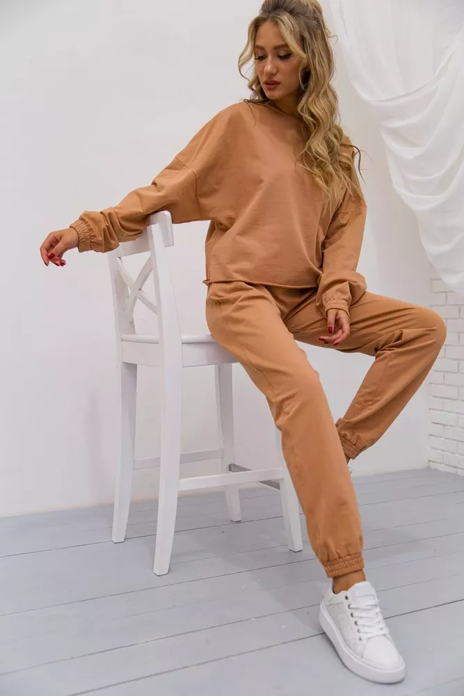 Купить Спорт костюм женский, цвет бежевый, 102R288-1 оптом - Фото №3