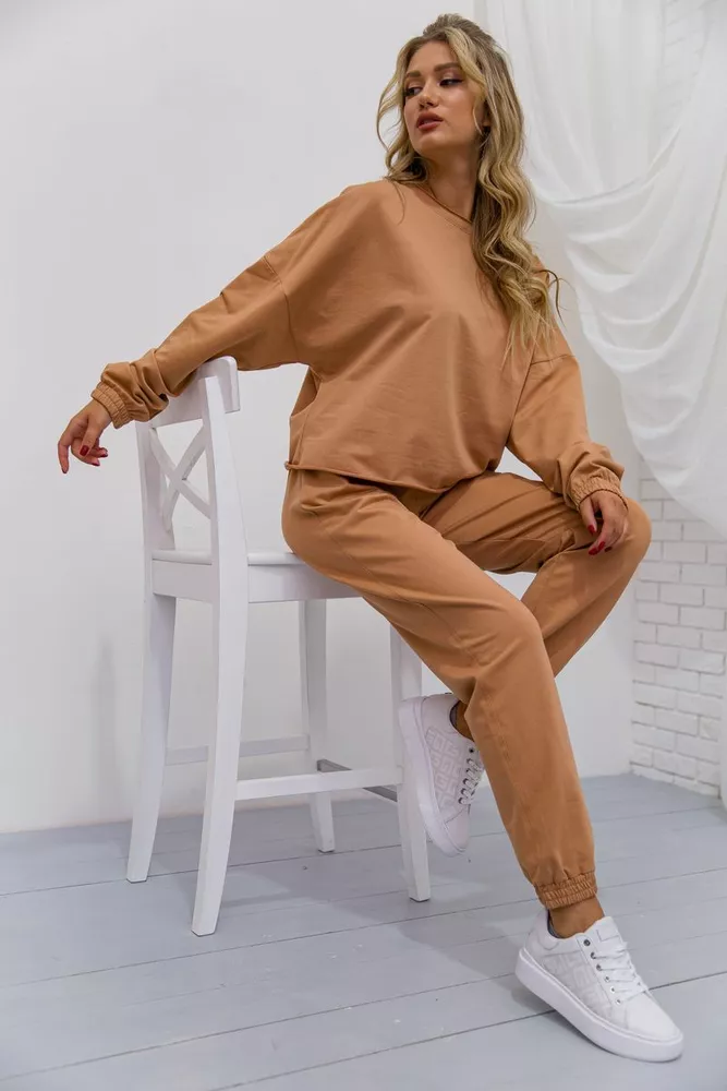 Купить Спорт костюм женский, цвет бежевый, 102R288-1 оптом - Фото №4
