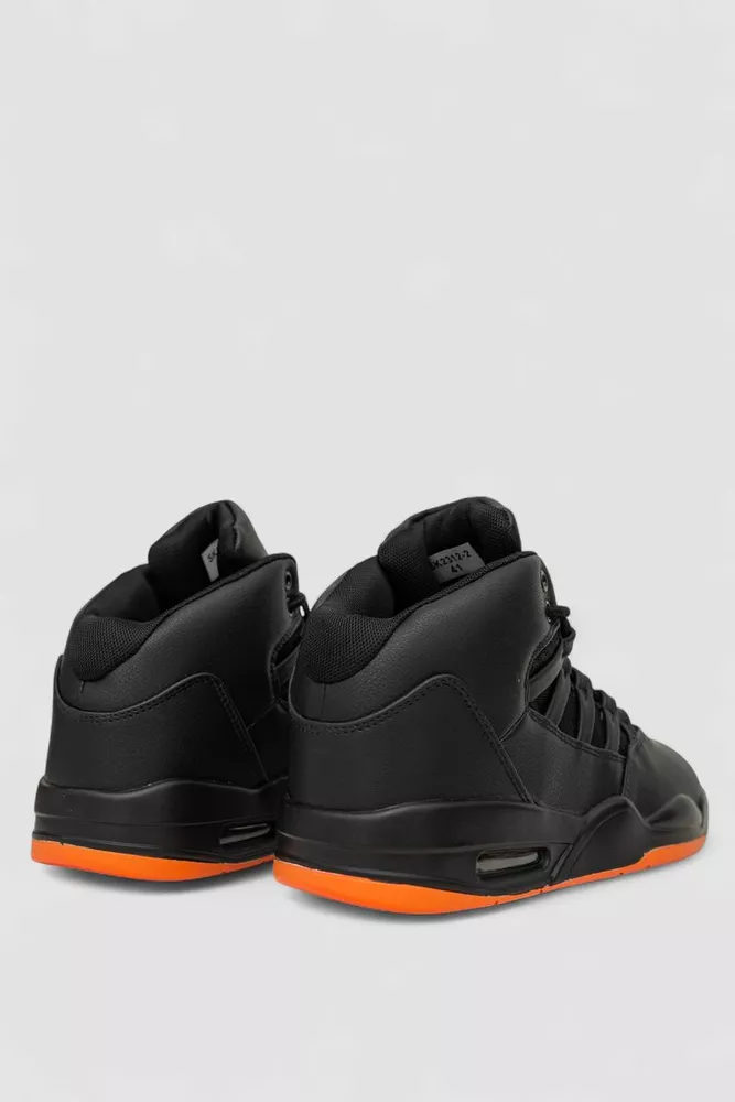 Купити Кросівки чоловічі демісезонні, колір чорно-помаранчевий, 248RSK2312 - Фото №4