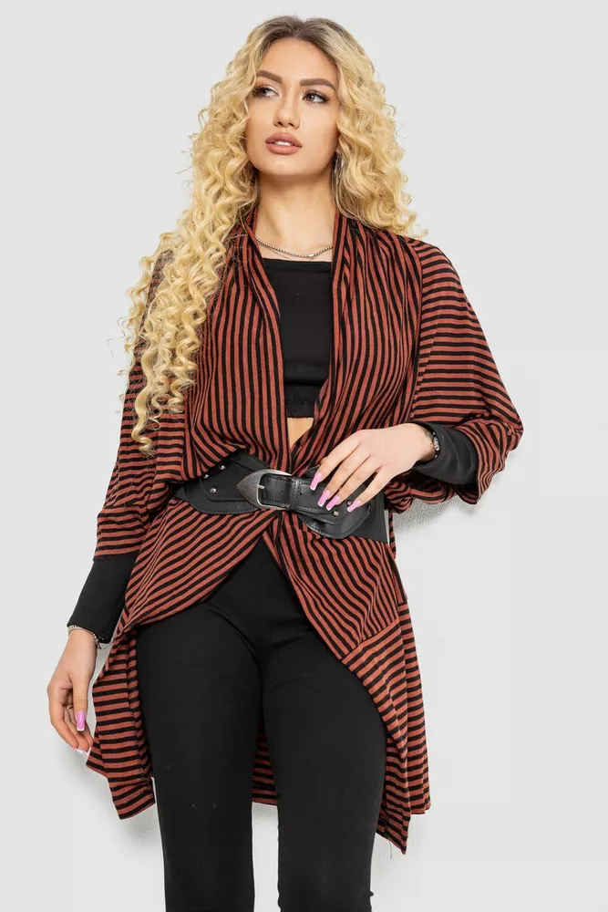 Купити Жіночий кардиган в смужку, колір коричнево-чорний, 244R30614 оптом - Фото №2