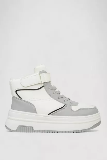 Кроссовки женские зимние на меху. -уценка, цвет бело-серый, 248RAM04-86-U-4