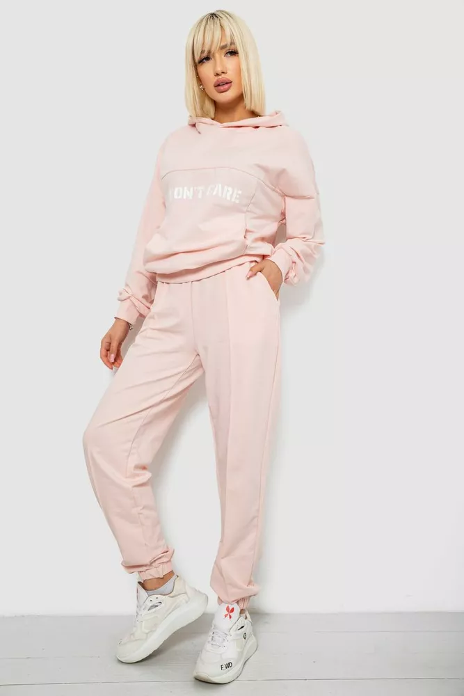 Купить Спортивный костюм женский с принтом, цвет пудровый, 244R1059AG - Фото №3