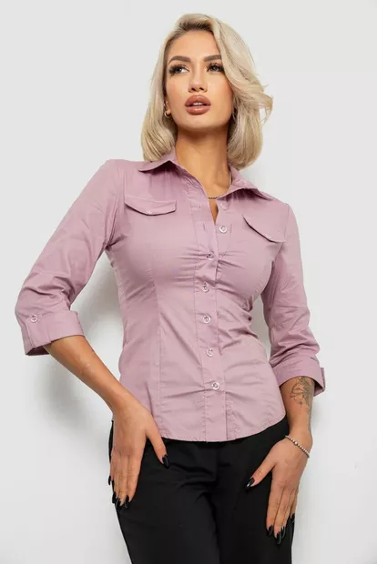 Рубашка женская однотонная, цвет пудровый, 230R068-7