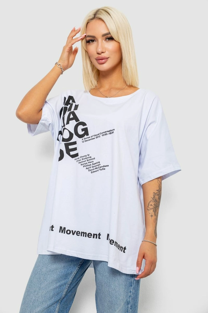 Купить Футболка женская с принтом, цвет белый, 244R5003 - Фото №3