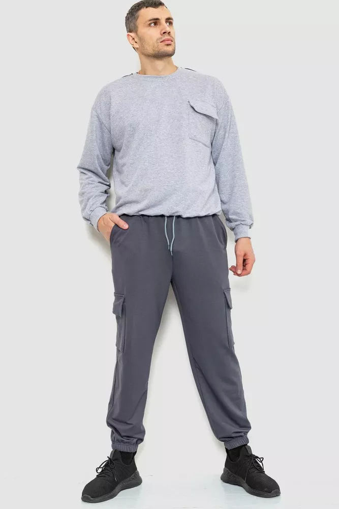 Купить Спортивные штаны мужские двухнитка, цвет серый, 241R0651-1 - Фото №2