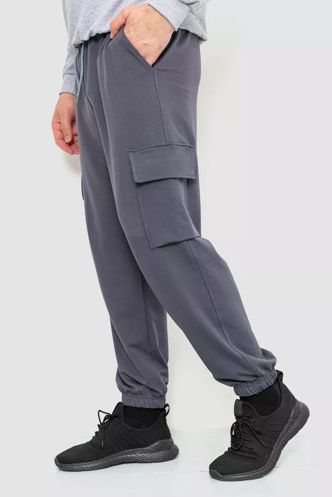 Купить Спортивные штаны мужские двухнитка, цвет серый, 241R0651-1 - Фото №3