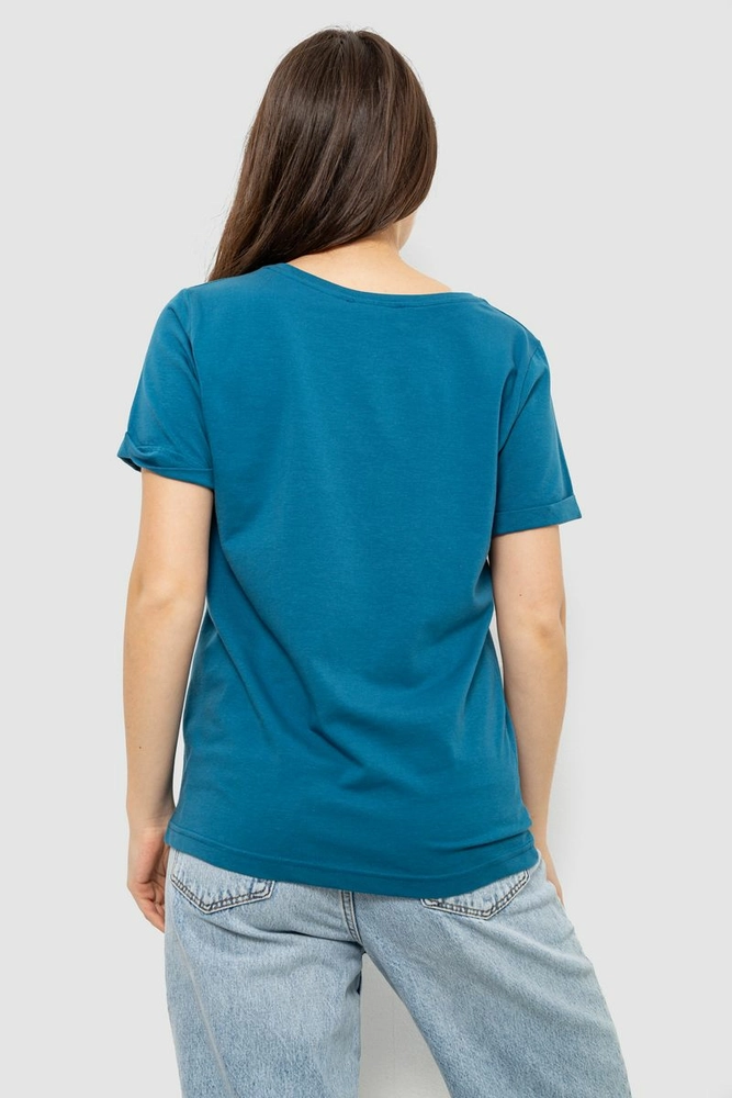 Купить Футболка женская однотонная, цвет джинс, 244R2119-1 - Фото №4