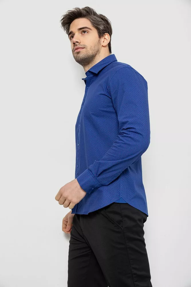 Купити Сорочка чоловіча однотонна з принтом, колір електрик, 186R6918-1 оптом - Фото №3