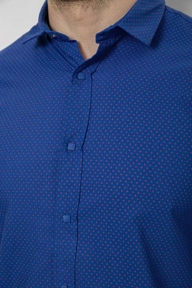 Купити Сорочка чоловіча однотонна з принтом, колір електрик, 186R6918-1 оптом - Фото №5