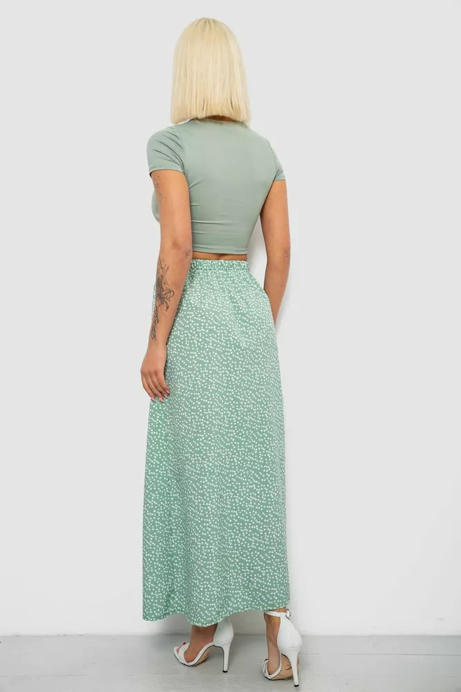 Купить Юбка софт однотонная в горошек, цвет оливковый, 257R11-1 - Фото №4