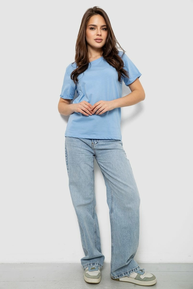 Купить Футболка женская однотонная, цвет голубой, 244R2119-1 - Фото №2