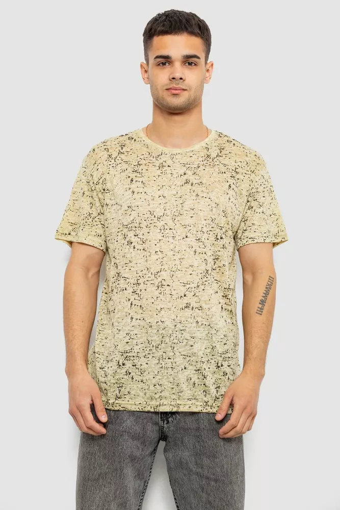 Купить Футболка мужская с принтом, цвет горчичный, 244R7036 - Фото №1