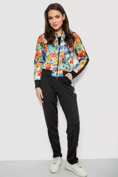 Костюм женский с принтом, цвет черно-оранжевый, 230R1125