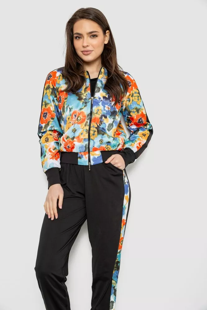 Купить Костюм женский с принтом, цвет черно-оранжевый, 230R1125 - Фото №2