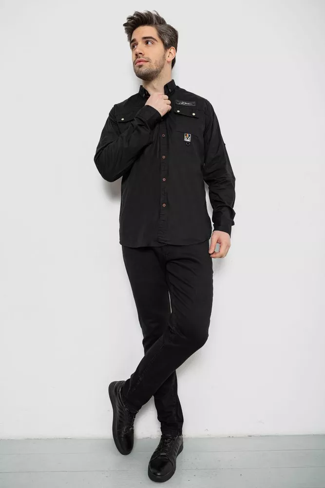 Купити Сорочка чоловіча, колір чорний, 186R01-1 - Фото №2