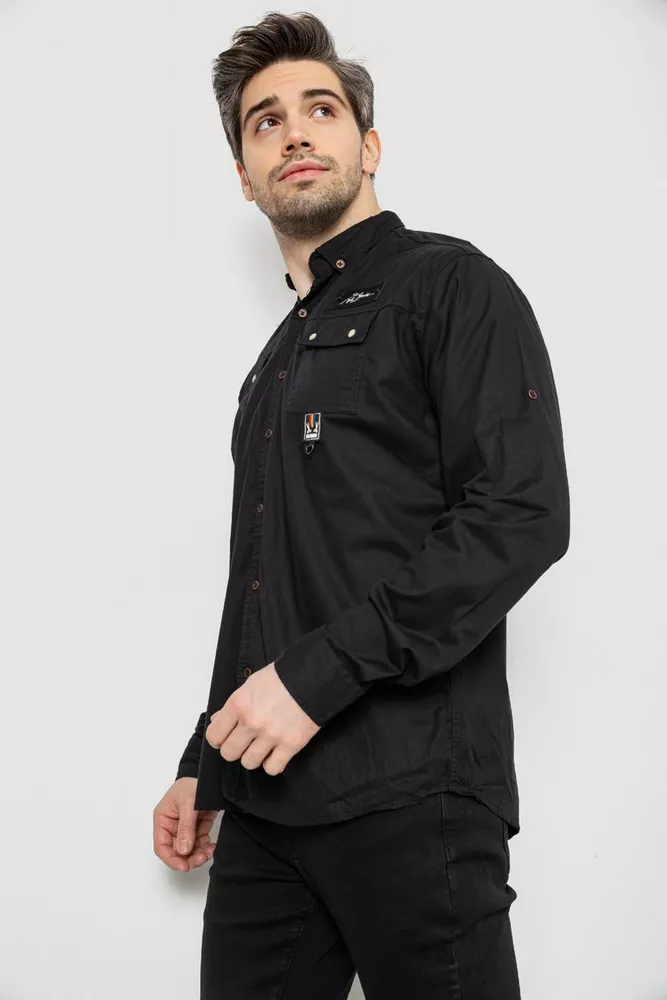 Купити Сорочка чоловіча, колір чорний, 186R01-1 - Фото №3
