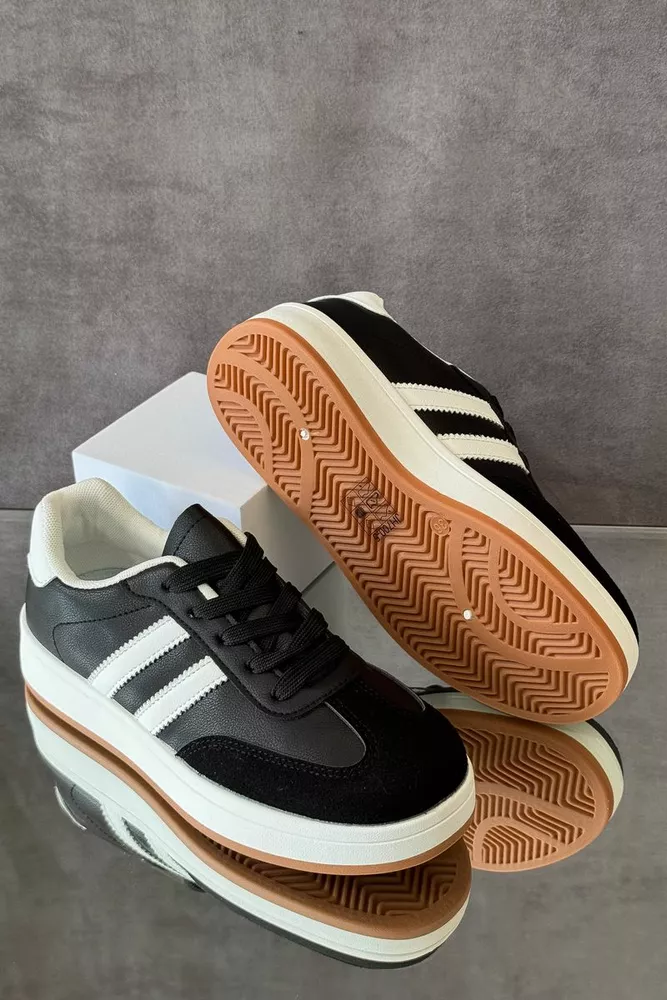 Купити Кросівки жіночі екошкіра, колір чорно-білий, 248RJH700-5 оптом - Фото №2