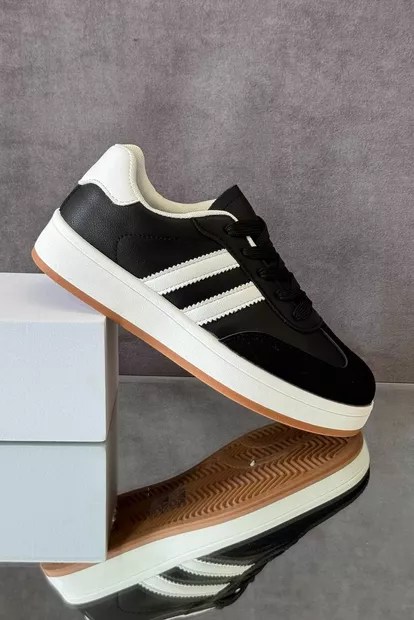 Кросівки жіночі екошкіра, колір чорно-білий, 248RJH700-5