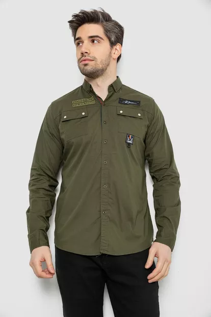 Сорочка чоловіча, колір хакі, 186R01-1