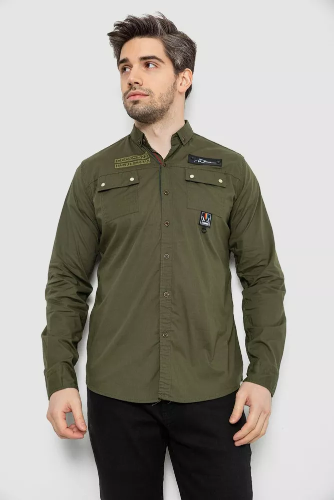 Купити Сорочка чоловіча, колір хакі, 186R01-1 - Фото №1