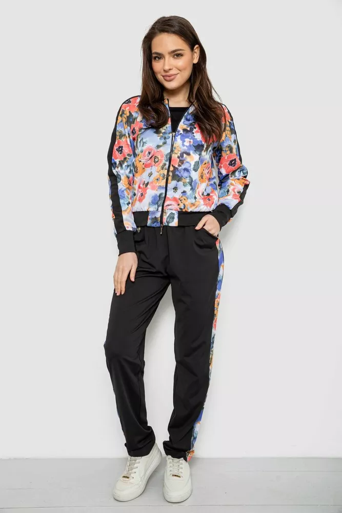 Купить Костюм женский с принтом, цвет черно-коралловый, 230R1125 - Фото №1