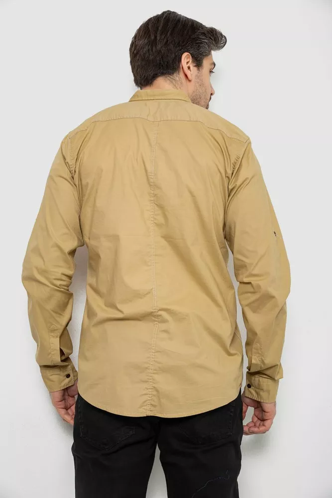 Купити Сорочка чоловіча, колір бежевий, 186R01-1 - Фото №4