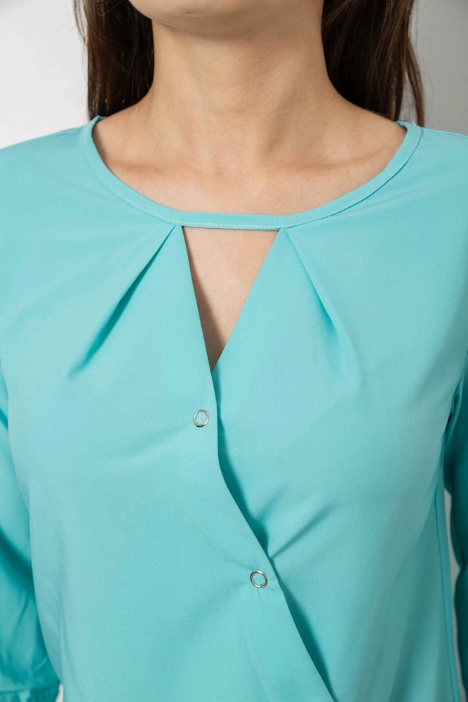 Купити Блуза однотонна, колір бірюзовий, 230R90 оптом - Фото №5