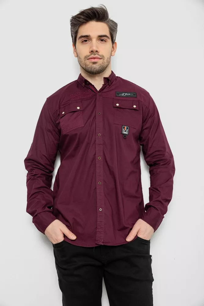 Купить Рубашка мужская, цвет бордовый, 186R01-1 - Фото №1