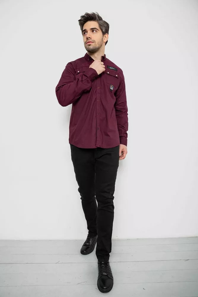 Купить Рубашка мужская, цвет бордовый, 186R01-1 - Фото №2