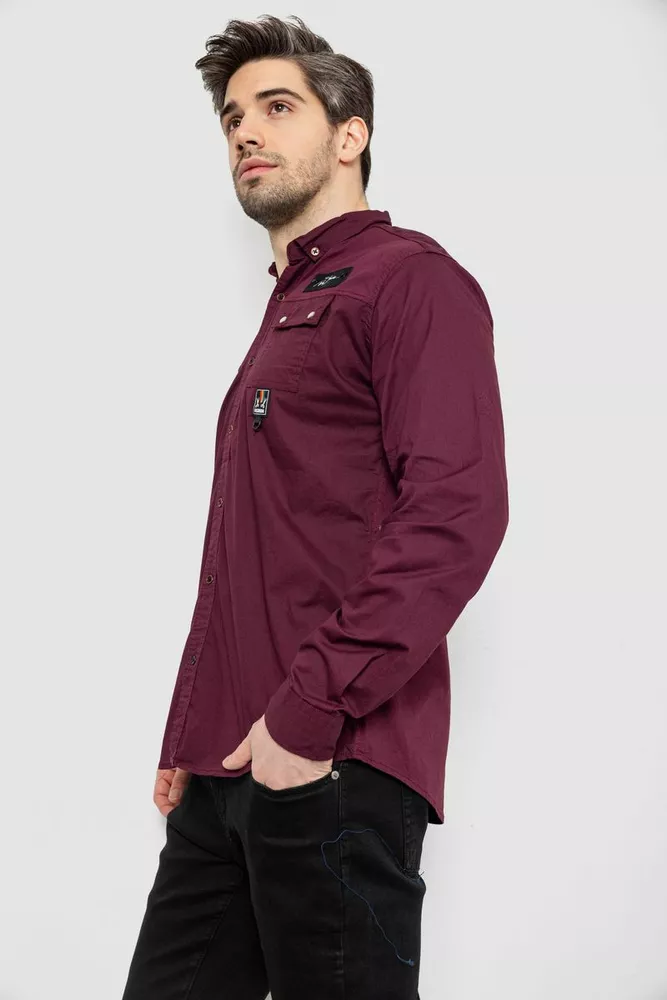 Купить Рубашка мужская, цвет бордовый, 186R01-1 - Фото №3
