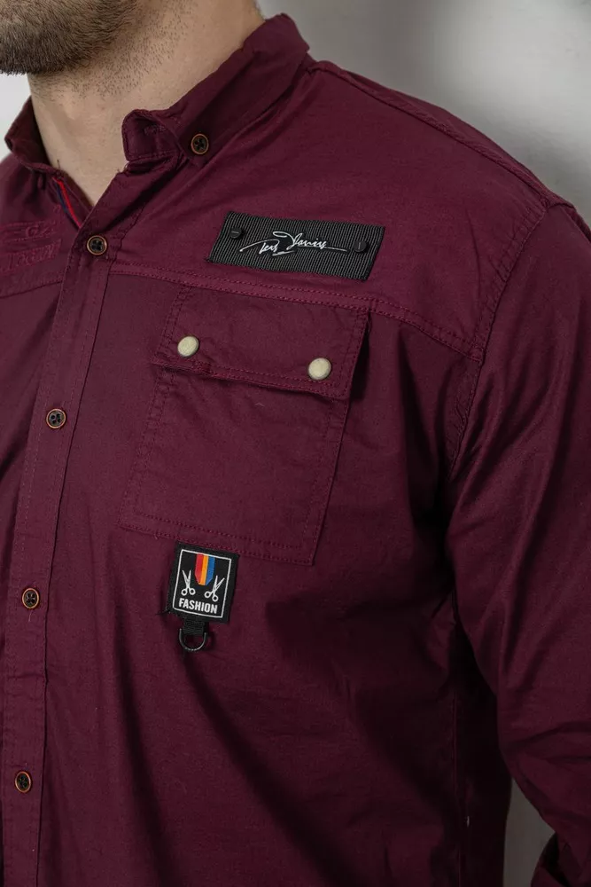 Купить Рубашка мужская, цвет бордовый, 186R01-1 - Фото №5