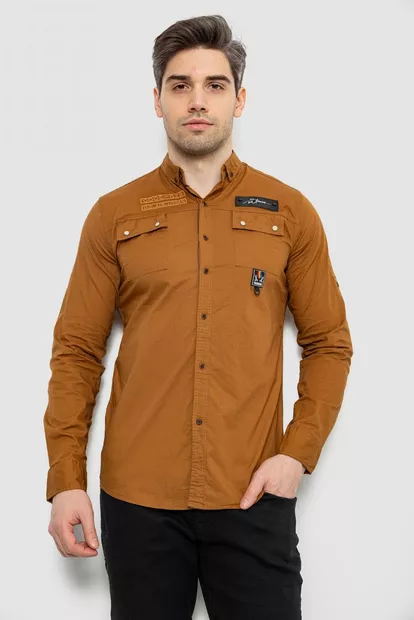 Сорочка чоловіча, колір коричневий, 186R01-1