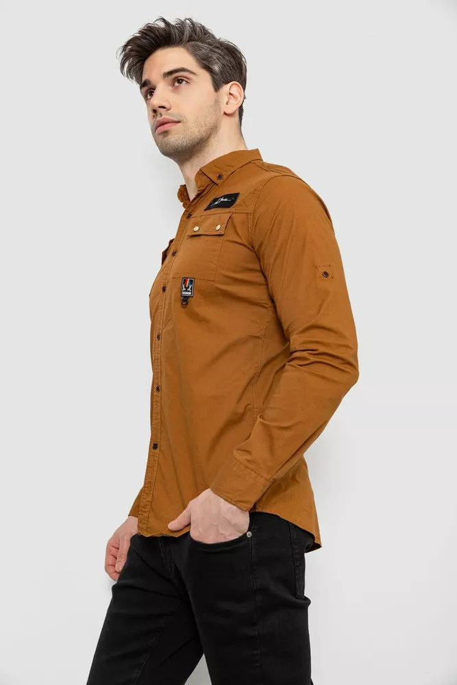 Купити Сорочка чоловіча, колір коричневий, 186R01-1 - Фото №3