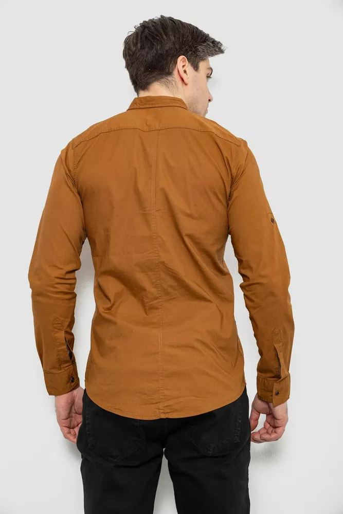 Купити Сорочка чоловіча, колір коричневий, 186R01-1 - Фото №4