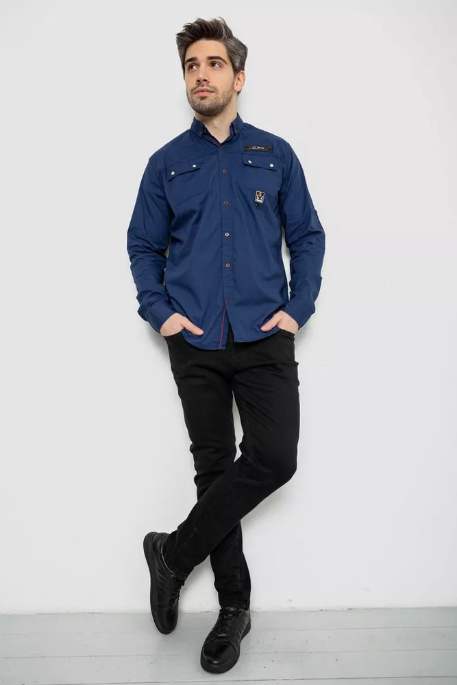 Купити Сорочка чоловіча, колір синій, 186R01-1 - Фото №2