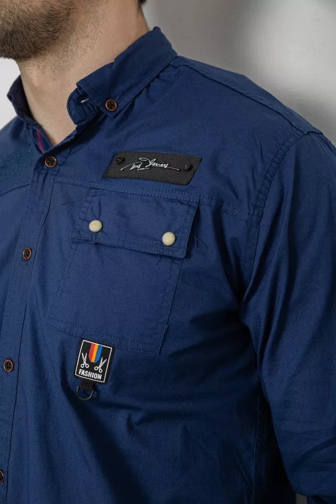 Купити Сорочка чоловіча, колір синій, 186R01-1 - Фото №5