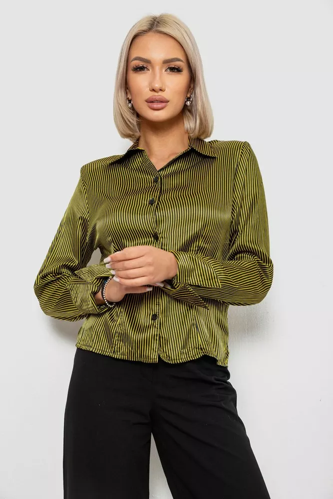 Купити Сорочка класична в смужку  -уцінка, колір чорно-жовтий, 230R64-U-10 - Фото №1