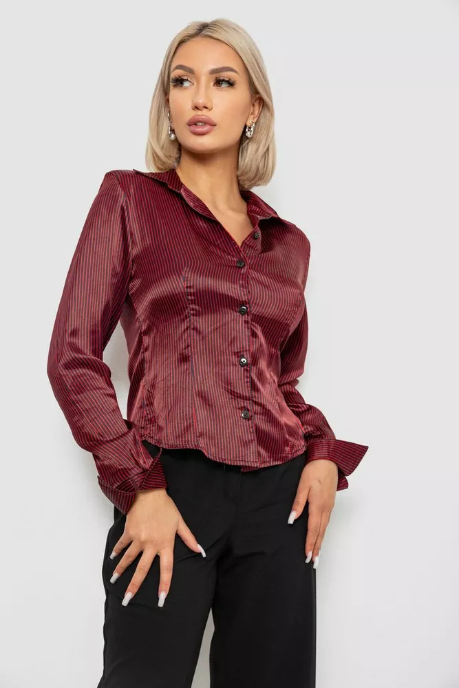 Купити Сорочка класична в смужку  -уцінка, колір чорно-червоний, 230R64-U-12 оптом - Фото №3