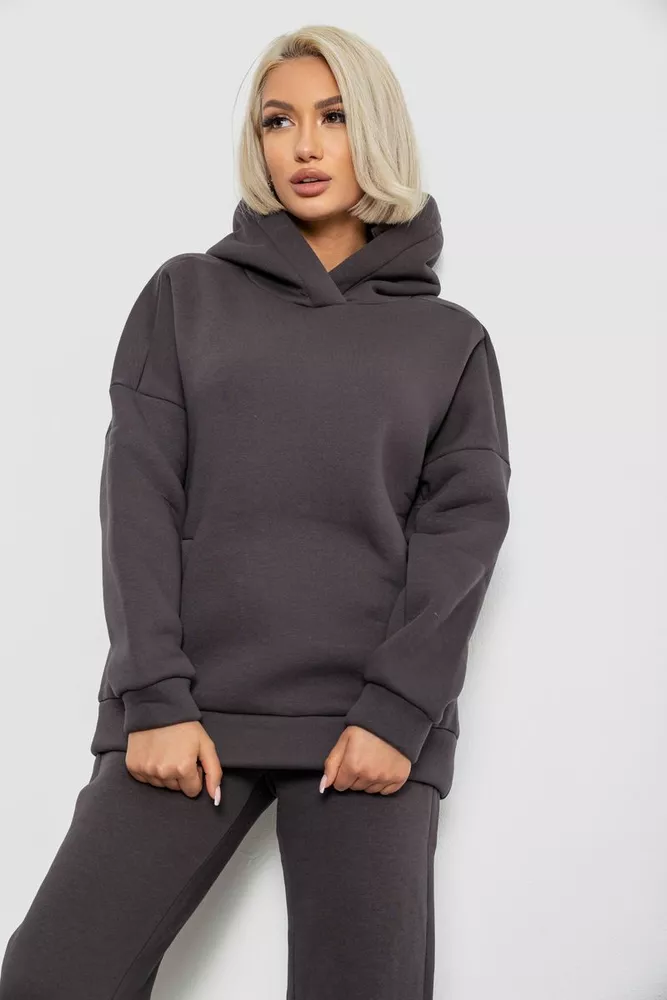 Купить Спортивный костюм женский на флисе, цвет темно-серый, 247R2040 - Фото №2