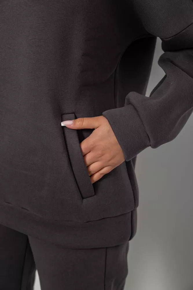 Купить Спортивный костюм женский на флисе, цвет темно-серый, 247R2040 - Фото №5