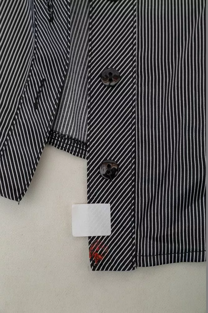 Купити Сорочка класична в смужку  -уцінка, колір чорно-білий, 230R64-1-U-60 - Фото №6