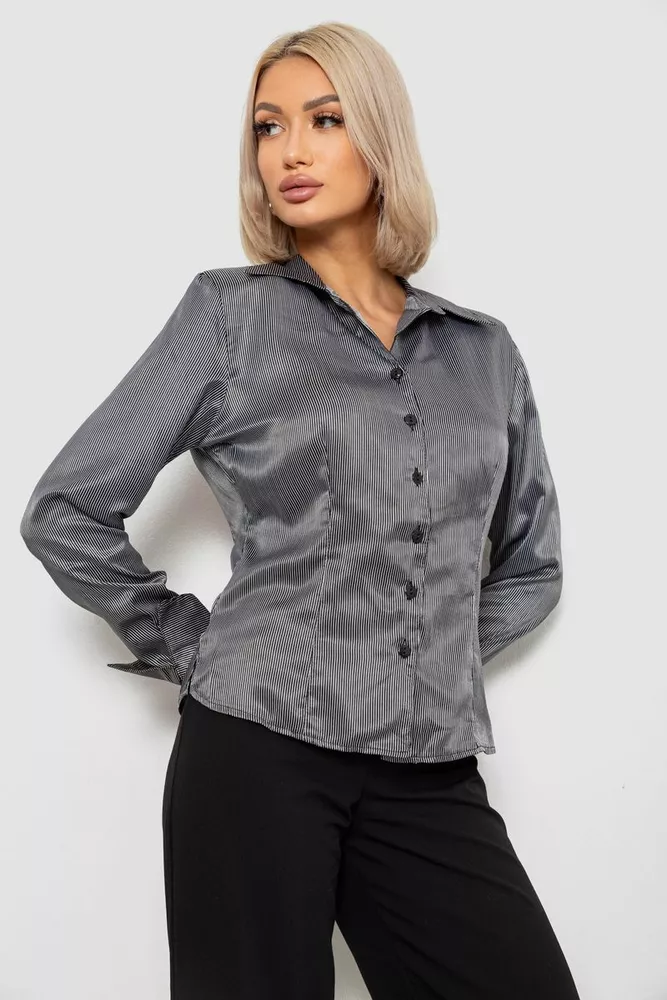 Купить Рубашка классическая в полоску  -уценка, цвет черно-белый, 230R64-1-U-61 - Фото №3