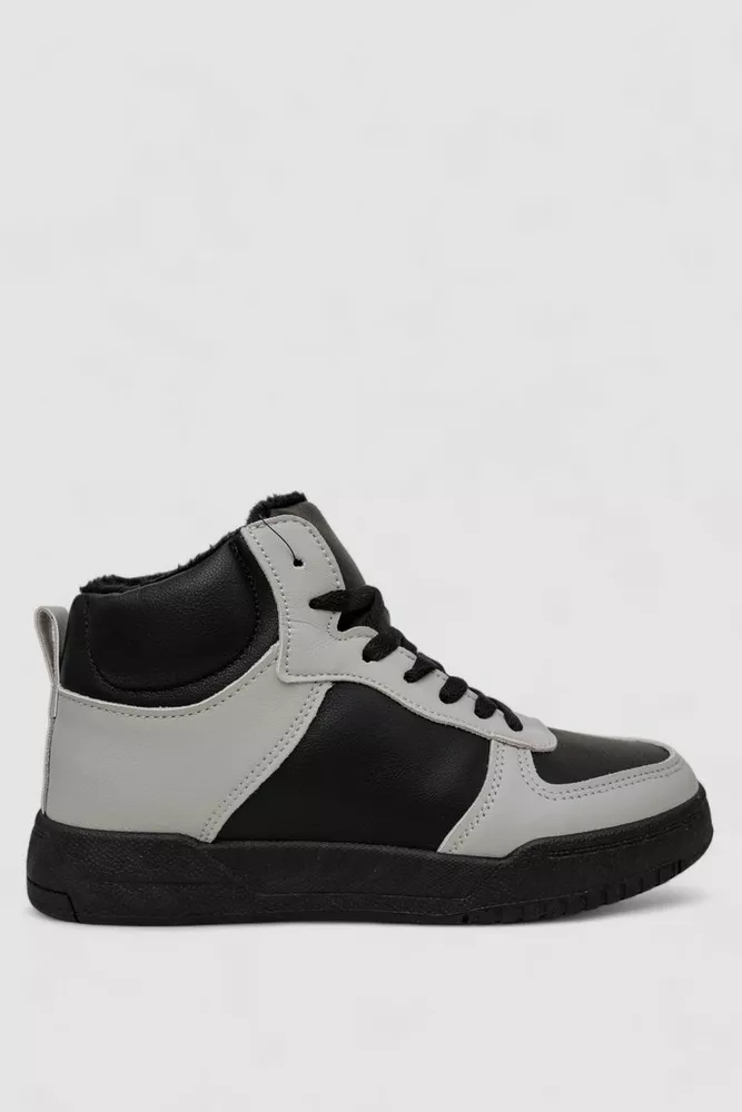 Купити Кросівки жіночі зимові на хутрі, колір чорно-сірий, 248RAD300 - Фото №1