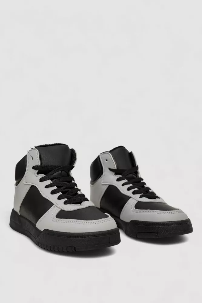 Купити Кросівки жіночі зимові на хутрі, колір чорно-сірий, 248RAD300 - Фото №3