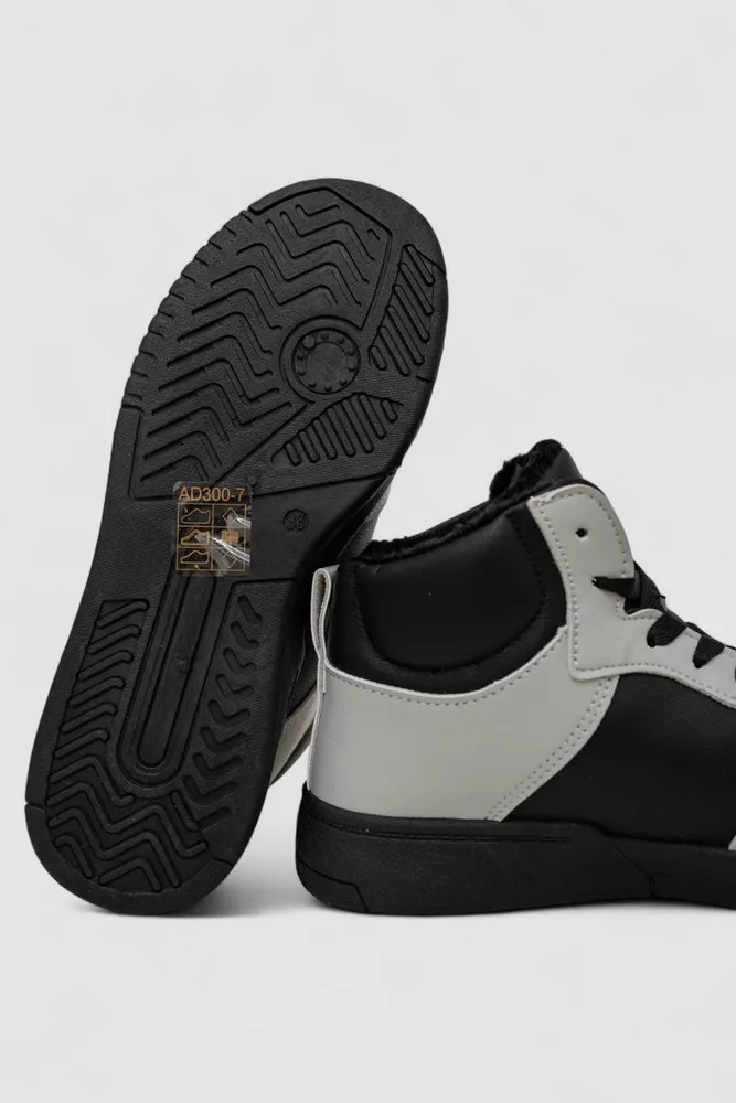 Купити Кросівки жіночі зимові на хутрі, колір чорно-сірий, 248RAD300 - Фото №5