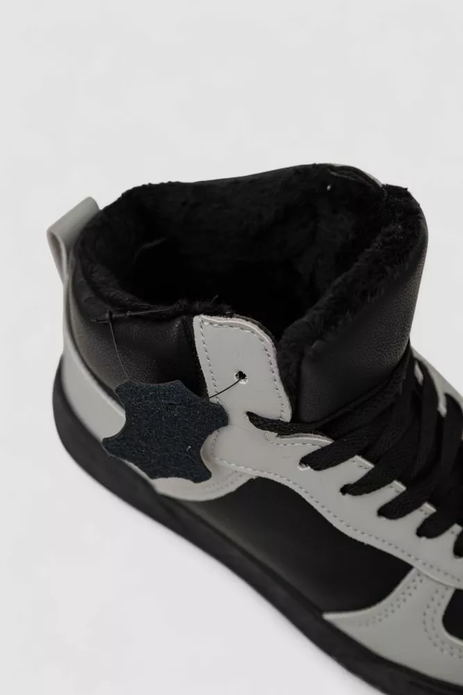 Купити Кросівки жіночі зимові на хутрі, колір чорно-сірий, 248RAD300 - Фото №6