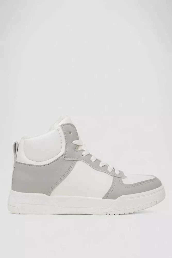 Купить Кроссовки женские зимние на меху, цвет бело-серый, 248RAD300 - Фото №1