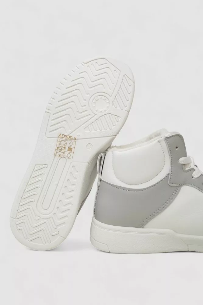 Купить Кроссовки женские зимние на меху, цвет бело-серый, 248RAD300 - Фото №5