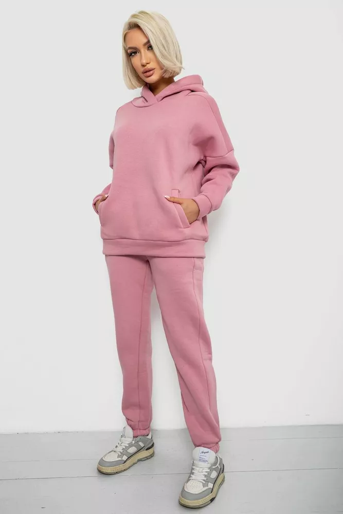 Купить Спортивный костюм женский на флисе, цвет пудровый, 247R2040 - Фото №3
